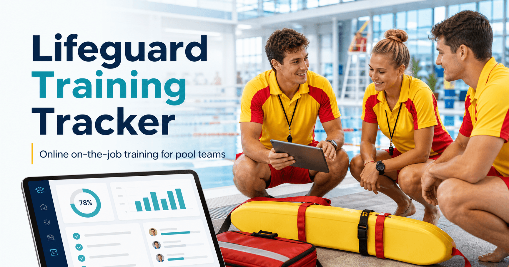 Lifeguard Training Tracker preview showing poolside lifeguard training